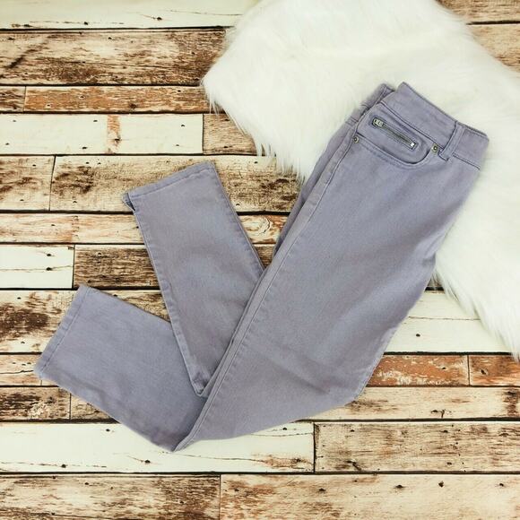 Chicos Women's Platinum Ultimate Fit Skinny Ankle Jeans Sz 00/XS/2 Purple Zip - Picture 1 of 6